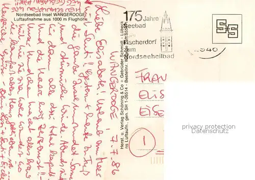 AK / Ansichtskarte Wangerooge_Nordseebad Fliegeraufnahme Gesamtansicht  Wangerooge_Nordseebad