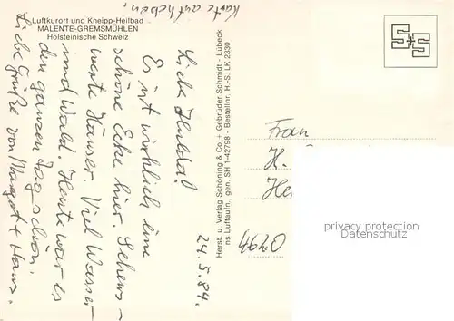 AK / Ansichtskarte Malente Gremsmuehlen Fliegeraufnahme See Malente Gremsmuehlen