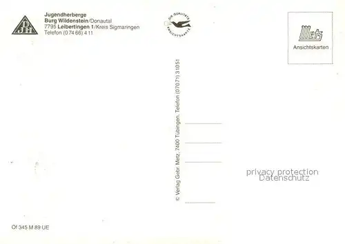 AK / Ansichtskarte Leibertingen Jugendherberge Burg Wildenstein Donautal Leibertingen