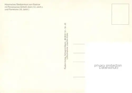 AK / Ansichtskarte Guestrow_Mecklenburg_Vorpommern Fliegeraufnahme Stadtzentrum Renaissance Schloss Dom Pfarrkirche Guestrow_Mecklenburg
