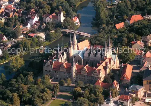 AK / Ansichtskarte Merseburg_Saale Fliegeraufnahme dom Schloss Ensemble Neumarktkirche Saale Merseburg_Saale