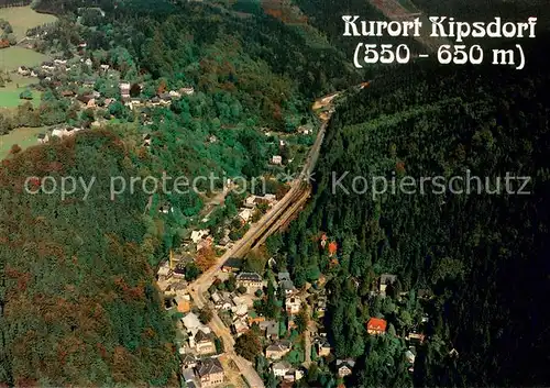 AK / Ansichtskarte Kipsdorf Fliegeraufnahme Teilansicht m. Endbahnhof d. Schmalspurbahn Freital Kipsdorf