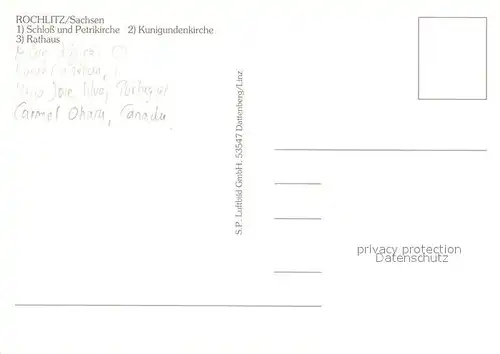 AK / Ansichtskarte Rochlitz_Sachsen Fliegeraufnahme Schloss u. Petrikirche Kunigundenkirche Rathaus Rochlitz Sachsen