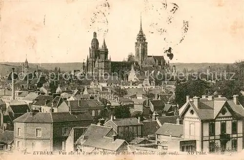 AK / Ansichtskarte Evreux_27 Vue sur la Tour de l Horloge et la Cathedrale 