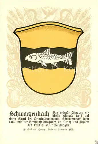 AK / Ansichtskarte Schwerzenbach_ZH Zuercher Gemeindewappen 