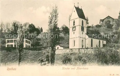 AK / Ansichtskarte Rorbas_ZH Kirche und Pfarrhaus 