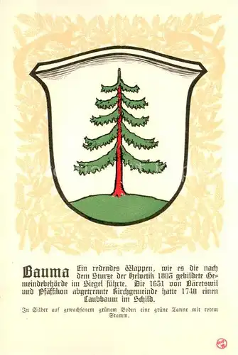 AK / Ansichtskarte Bauma_ZH Zuercher Gemeindewappen 