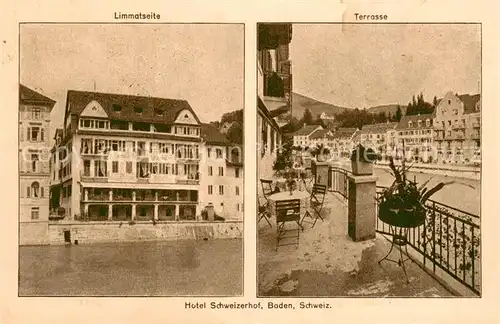 AK / Ansichtskarte Baden__AG Hotel Schweizerhof Limmatseite Terrasse 