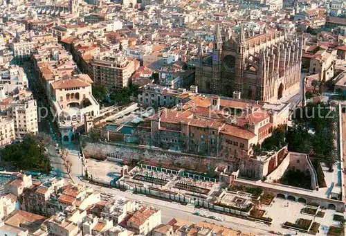 AK / Ansichtskarte Palma_de_Mallorca Fliegeraufnahme Catedral y Huerto del Rey Palma_de_Mallorca