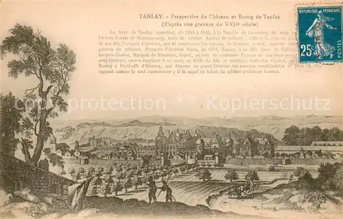 AK / Ansichtskarte Tanlay Perspective du Chateau et Bourg de Tanlay Gravure XVIIe siecle Kuenstlerkarte Tanlay