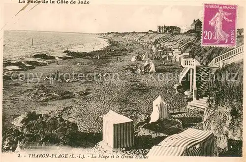 AK / Ansichtskarte Tharon Plage La plage et le grand escalier Tharon Plage