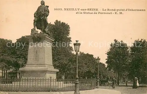 AK / Ansichtskarte Neuilly sur Seine Rond point d Inkermann Statue de Perronet Neuilly sur Seine