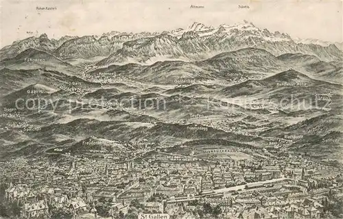 AK / Ansichtskarte St_Gallen_SG mit Hoher Kasten Altmann und Saentis St_Gallen_SG