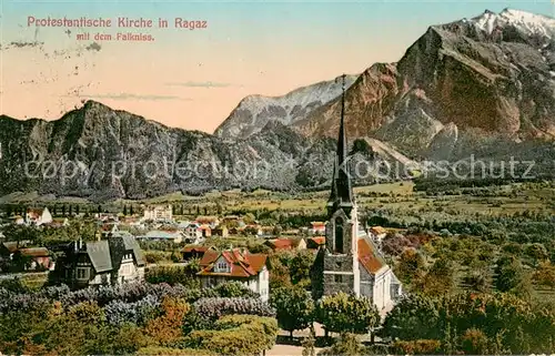 AK / Ansichtskarte Ragaz_Bad_SG Protestantische Kirche mit dem Falkniss 