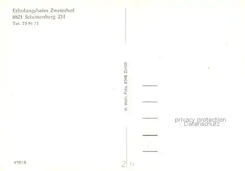 AK / Ansichtskarte Schoenenberg_ZH Erholungsheim Zweierhof Schoenenberg ZH