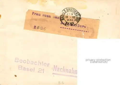 AK / Ansichtskarte Basel_BS Der Schweizerische Beobachter Nachnahme Basel_BS