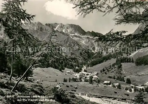 AK / Ansichtskarte Samnaun_Dorf mit Piz Vadret und Piz Roz Samnaun Dorf
