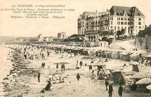 AK / Ansichtskarte Saint Lunaire La Plage et le Grand Hotel Saint Lunaire