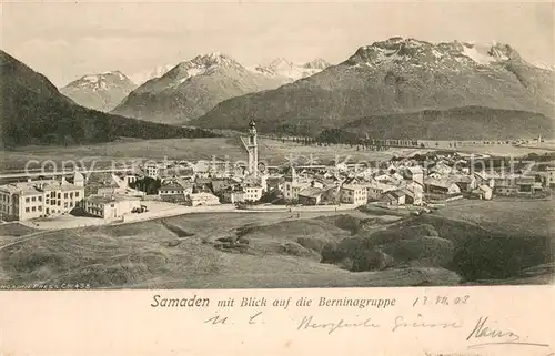 AK / Ansichtskarte Samaden Panorama mit Berninagruppe Samaden