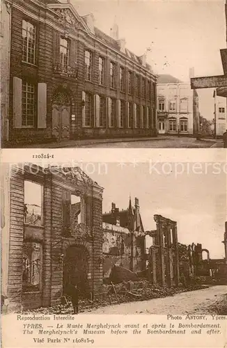 AK / Ansichtskarte Ypres_Ypern_Ieper Le Musee Merghelynck avant et apres le bombardement 