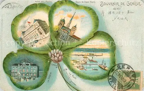 AK / Ansichtskarte Geneve_GE Hotel des Postes Tours de Saint Pierre Le Theatre La Rade Geneve_GE