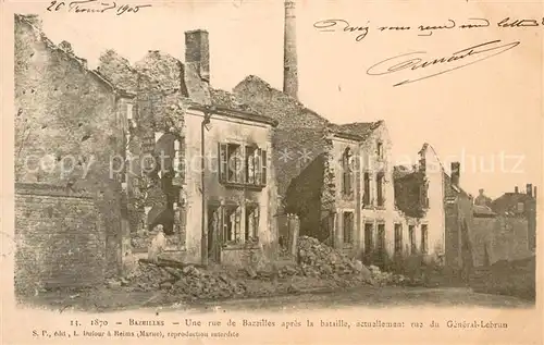 AK / Ansichtskarte Bazeilles_08 Lamoncelle Une rue de Bazailles apres la batalle actuellement rue du General Lebrun  