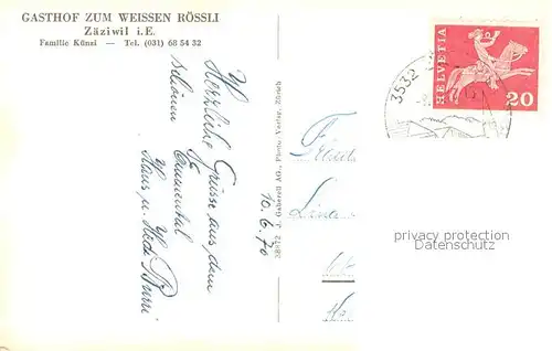 AK / Ansichtskarte Zaeziwil_BE Gasthof zum Weissen Roessli 