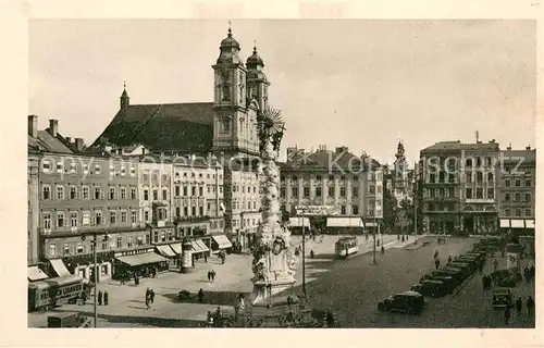 AK / Ansichtskarte Linz_Donau Hauptplatz Alter Dom Pestsaeule Linz_Donau