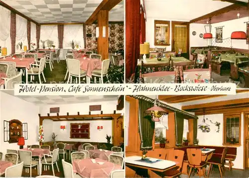 AK / Ansichtskarte Hahnenklee Bockswiese_Harz Hotel Pension Cafe Sonnenschein Innenansichten Hahnenklee Bockswiese