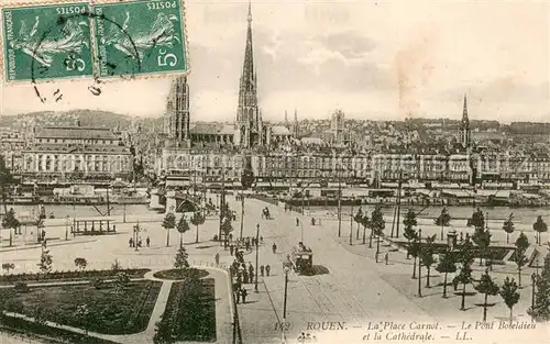 AK / Ansichtskarte Rouen_76 Place Carnot Pont Boieldieu et la cathedrale 