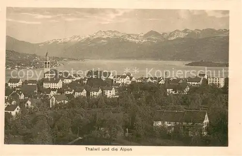 AK / Ansichtskarte Thalwil_ZH Panorama mit den Alpen 