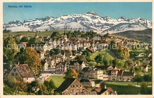 AK / Ansichtskarte Herisau_AR Panorama mit Saentis Militaersache Herisau_AR