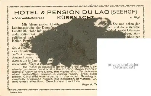 AK / Ansichtskarte Kuessnacht_Vierwaldstaettersee Panorama Hohle Gasse Tellskapelle Hotel Pension du Lac Seehof Ruine Gesslerburg 