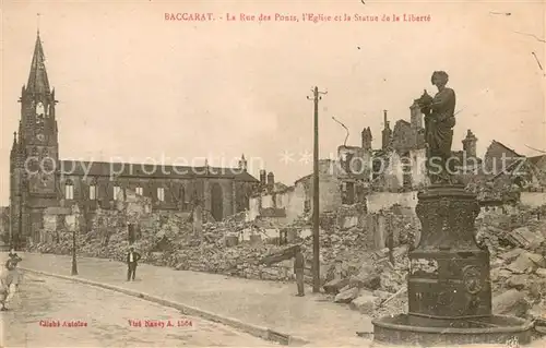 AK / Ansichtskarte Baccarat_54 Le Rue des Posts Eglise et la Statue de la Liberte 
