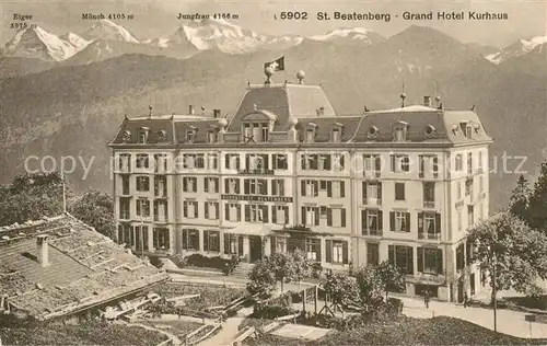 AK / Ansichtskarte Beatenberg Grand Hotel Kurhaus mit Eiger Moench und Jungfrau Beatenberg