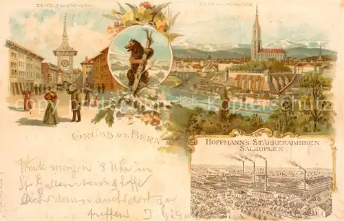 AK / Ansichtskarte Bern_BE Zeitglockenturm Muenstr Hoffmanns Staerkefabriken Salzuflen Bern_BE