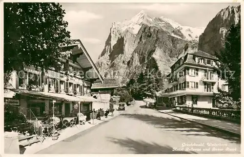 AK / Ansichtskarte Grindelwald Hotel Bellevue und Bazar Steuri mit Wetterhorn Grindelwald