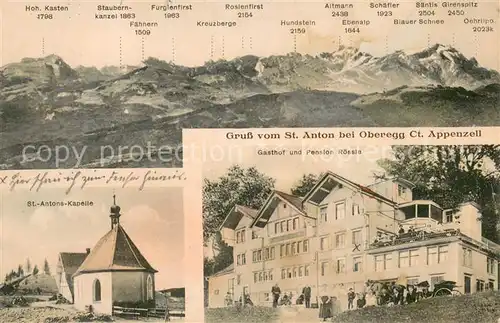 AK / Ansichtskarte Oberegg_IR Panorama St Antons Kapelle Gasthof Pension Roessle Oberegg_IR