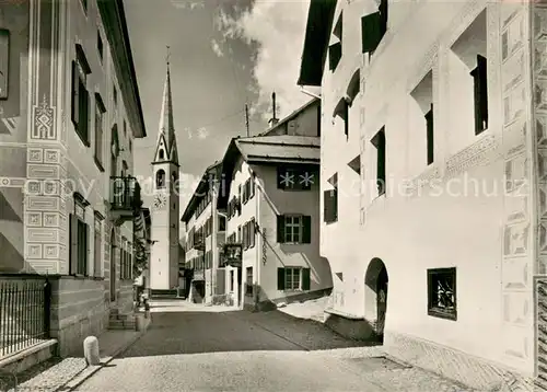 AK / Ansichtskarte S chanf_GR Dorfgasse mit Kirche 