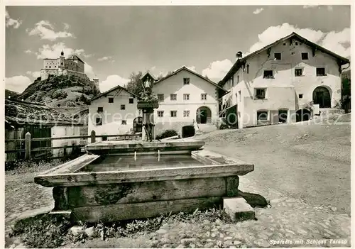 AK / Ansichtskarte Sparsels mit Dorfbrunnen und Schloss Tarasp Sparsels