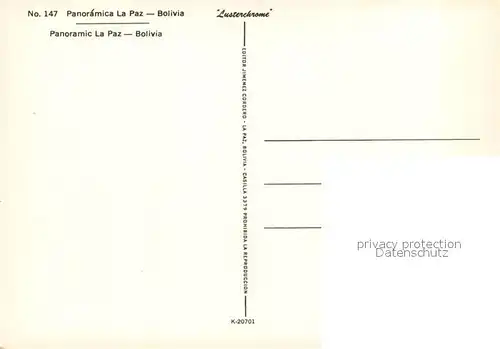 AK / Ansichtskarte La_Paz_Bolivia Panorama La_Paz_Bolivia
