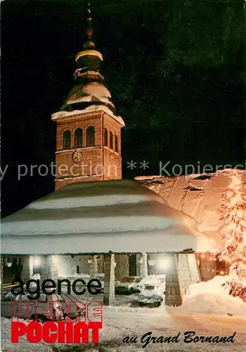 AK / Ansichtskarte Grand Bornand_Le Agence Pierre Pochat Eglise en hiver le soir Grand Bornand_Le