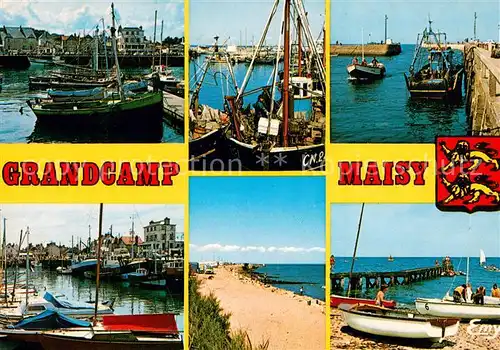 AK / Ansichtskarte Grandcamp_Maisy_Calvados Differents aspects du port et la plage Bateaux de peche Grandcamp_Maisy_Calvados