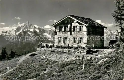 AK / Ansichtskarte Graechen_VS Restaurant Hannighuesli Hannigalp Mattertal Bietschhorn Graechen_VS