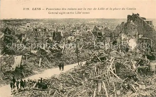 AK / Ansichtskarte Lens_Pas de Calais_62 Panorama des ruines sur la rue de Lille et la place du Cantin 