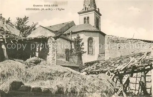 AK / Ansichtskarte Herimenil_54 Eglise Guerre 1914 16 