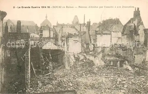 AK / Ansichtskarte Douai_59 en Ruines Maisons detruites par lennemi a son evacuation Guerre 1914 18 