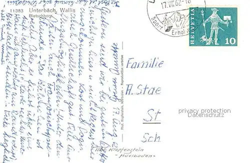 AK / Ansichtskarte Unterbaech_VS Panorama mit Bietschhorn 