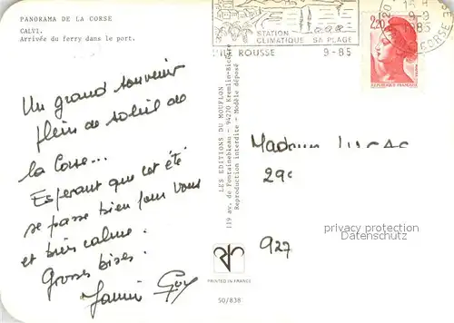 AK / Ansichtskarte Calvi Arrivee du ferry dans le port Calvi