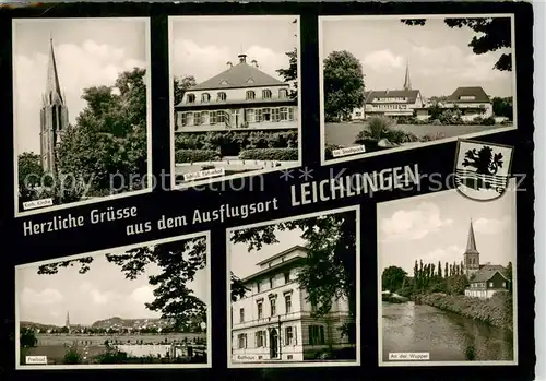 AK / Ansichtskarte Leichlingen_Rheinland Kirche Schloss Eicherhof Stadtpark Freibad Rathaus Wupper Leichlingen_Rheinland